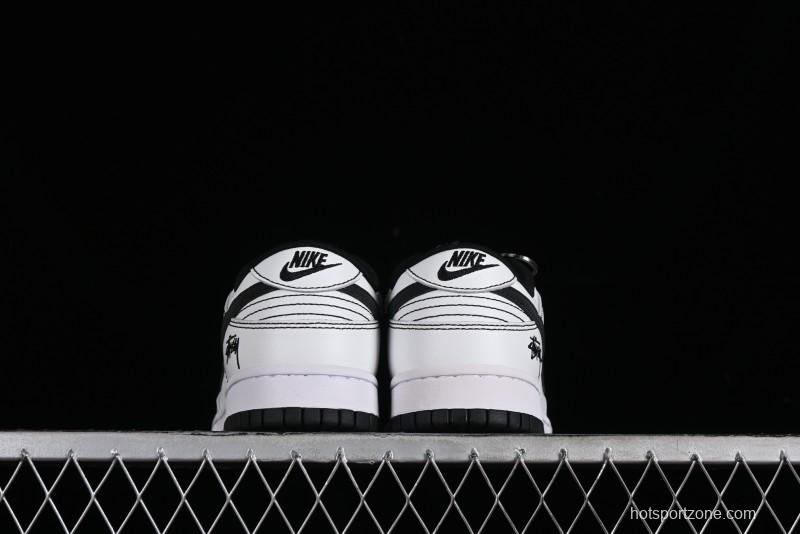 Stussy x Nike Dunk Low SB Skate Shoes in White-Black - FC1688-137
