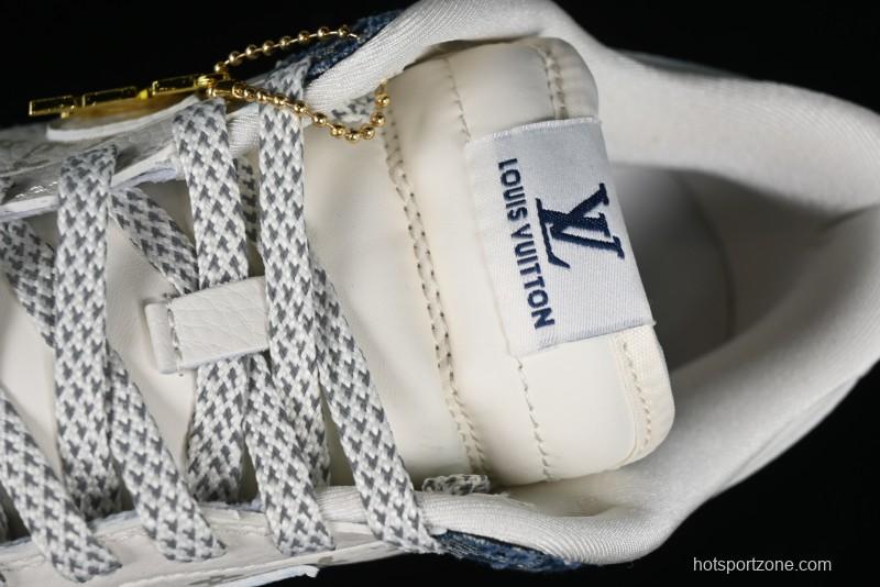 Nike SB Dunk Low LV Collaboration - Blue Denim Print Anniversary High-End Custom Low-Top Casual Sneakers - FC1688-162