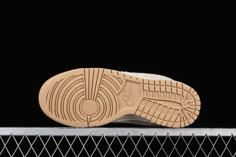 Nike SB Dunk Low LV Collaboration - Beige Swoosh Anniversary High-End Custom Low-Top Casual Skate Shoes - SJ2068-258