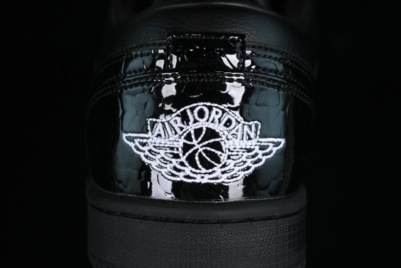 Nike Air Jordan 1 Low "Black Croc" Casual Sneakers with Crocodile-Embossed Leather - HJ7743-010