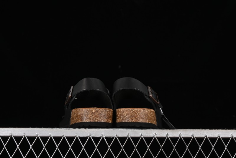 Birkenstock Birkenstock Sandals Series Black Leather with Soft Cushioning Cork Midsole - T.D4
