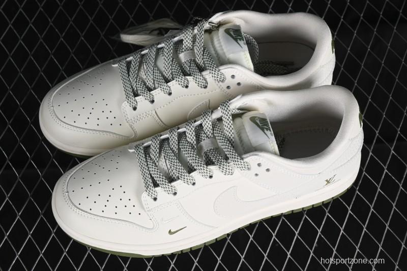 Nike SB Dunk Low LV Collaboration - Beige Green Luxury Custom Low-Top Casual Sneakers - XX2025-318