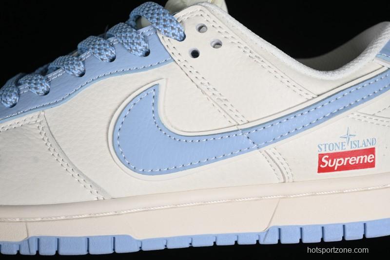 Nike Supreme x SB Dunk Low Stone Island Collaboration - Azure Starry Sky Anniversary High-End Custom Low-Top Casual Sneakers - BB9866-001