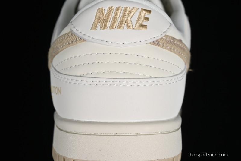 Nike SB Dunk Low LV Collaboration - Khaki Denim Anniversary High-End Custom Low-Top Casual Skate Shoes - XP3802-337