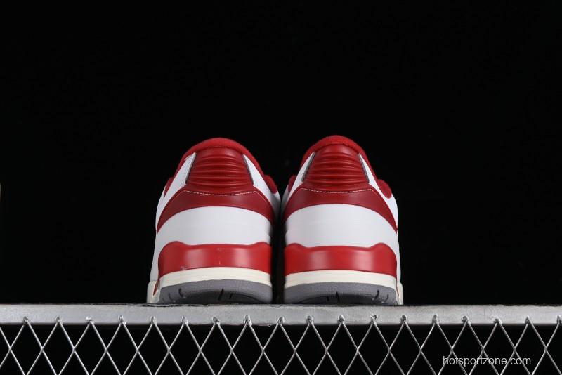 Nike Air Jordan 2/3 Retro Low Top Basketball Shoes in White and Red - FD0383-161