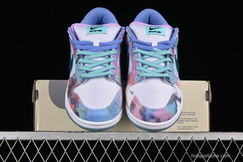 Nike Futura x Dunk Low Pro SB Skate Shoes with Tie-Dye Design - HF6061-400