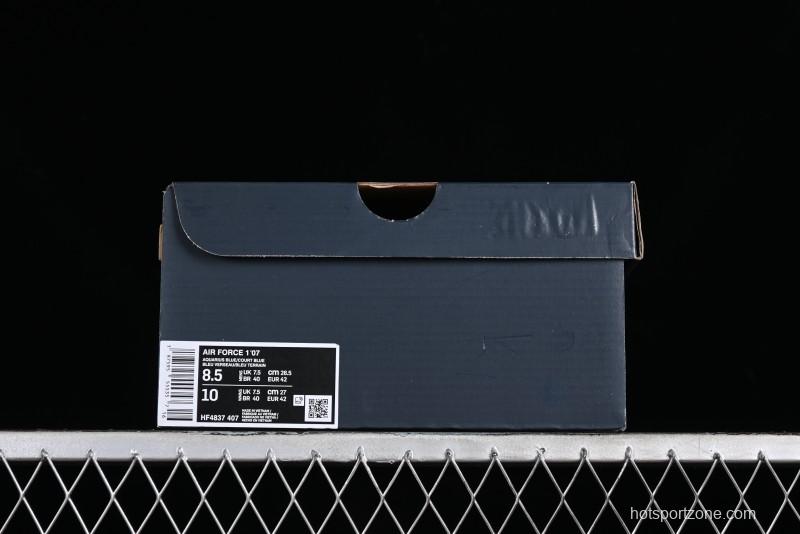 Nike Air Force 1 '07 Low White Blue Color Blocking Casual Sneakers - HF4837-407