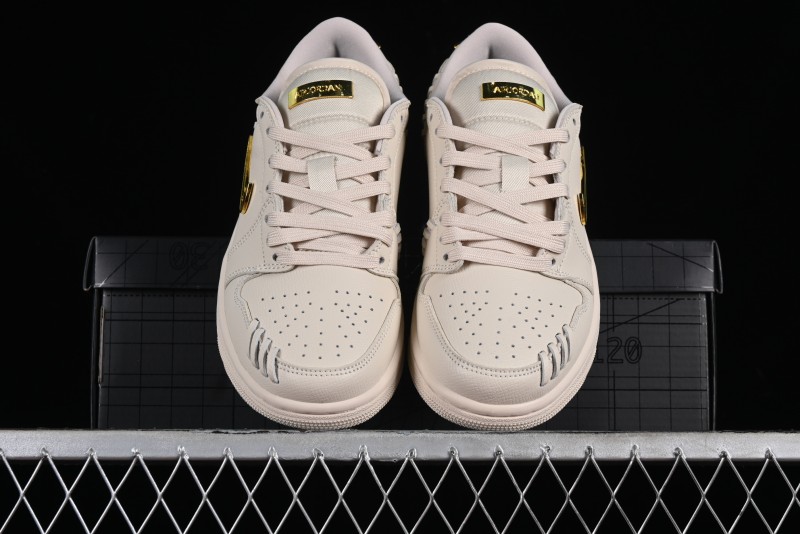 Nike Air Jordan 1 Low "Method of Make" Casual Sneakers in White Gold - FN5032-200