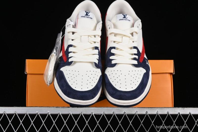 Nike Travis Scott x Fragment Design x Jordan Air Jordan 1 Low OG SP AJ1 LV Blue Red Low-top Casual Sneakers - YQ2088-670