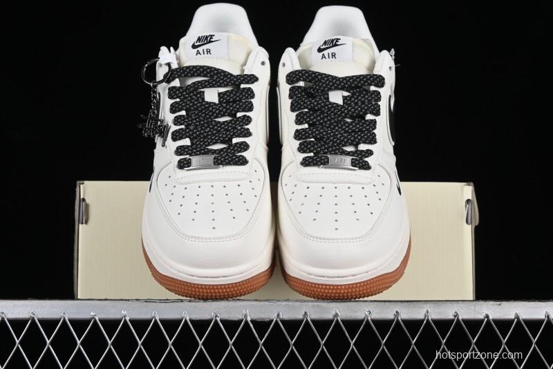Nike Air Force 1 '07 Low Stussy Collaboration - Beige Black Gum Sole Low-Top Casual Sneakers - XZ5688-001