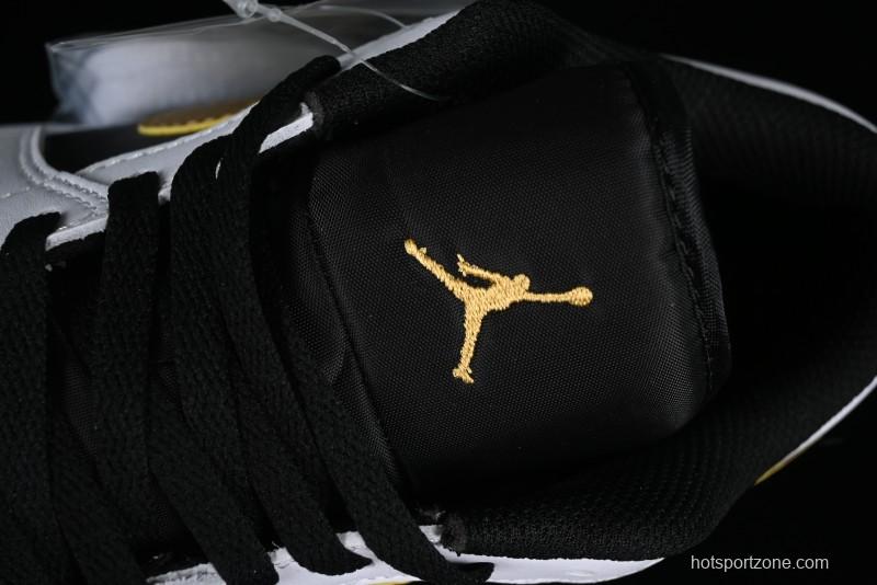 Nike Air Jordan 1 Low AJ1 Basketball Shoes with Black White Gold Swoosh - 553558-172