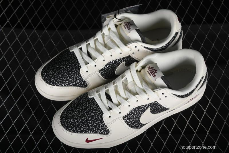 Nike SB Dunk Low Hermes Collaboration - Beige Swoosh Anniversary High-End Custom Low-Top Casual Skate Shoes - XD6188-038
