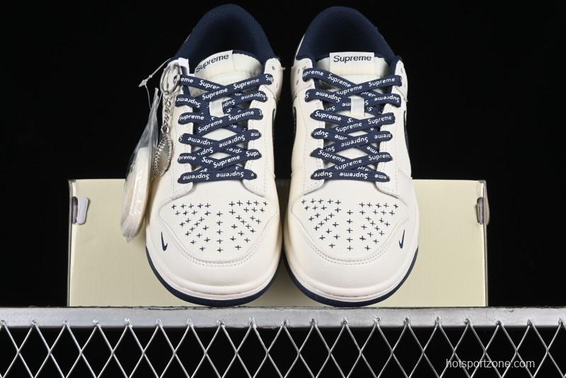 Nike SB Dunk Low Supreme Collaboration - Dark Blue Canvas Anniversary High-End Custom Low-Top Casual Skate Shoes - BB6698-511