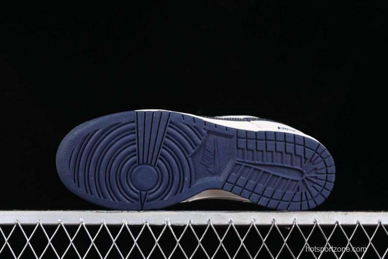 Nike SB Dunk Low Supreme Collaboration - Dark Blue Canvas Anniversary High-End Custom Low-Top Casual Skate Shoes - BB6698-511