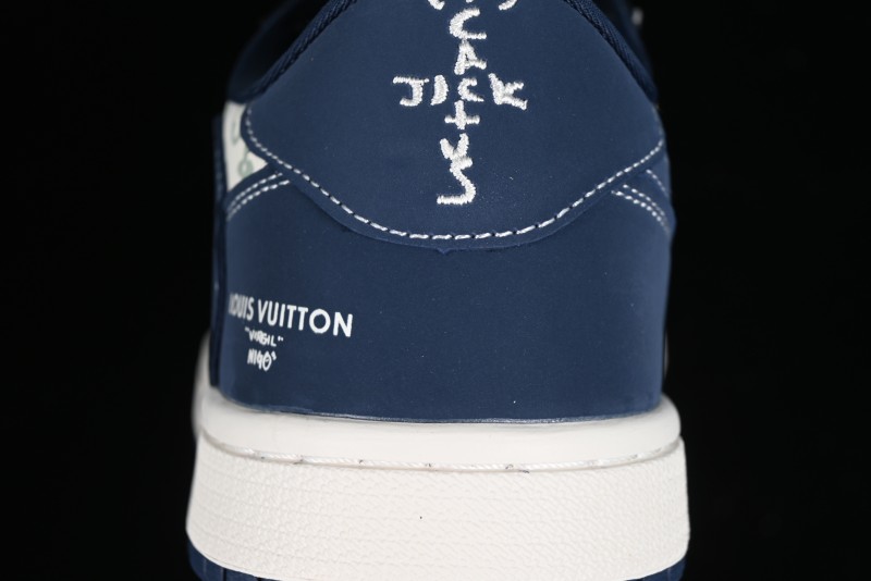 Nike Travis Scott x Fragment Design x Air Jordan 1 Low OG SP AJ1 LV Collaboration Deep Blue Low-top Casual Sneakers - LX1988-103