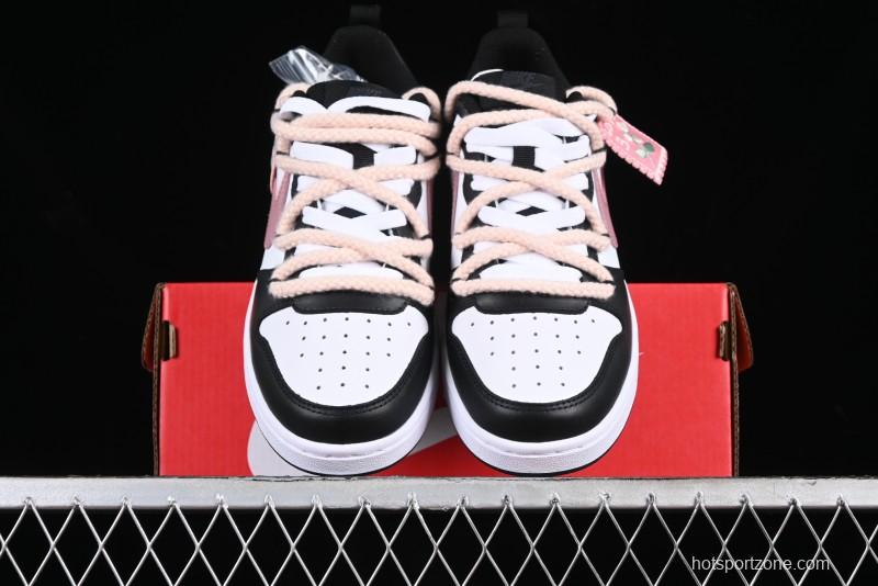 Nike Court Borough Low 2 Retro Casual Sneakers in Dark Pink and Black - BQ5448-115