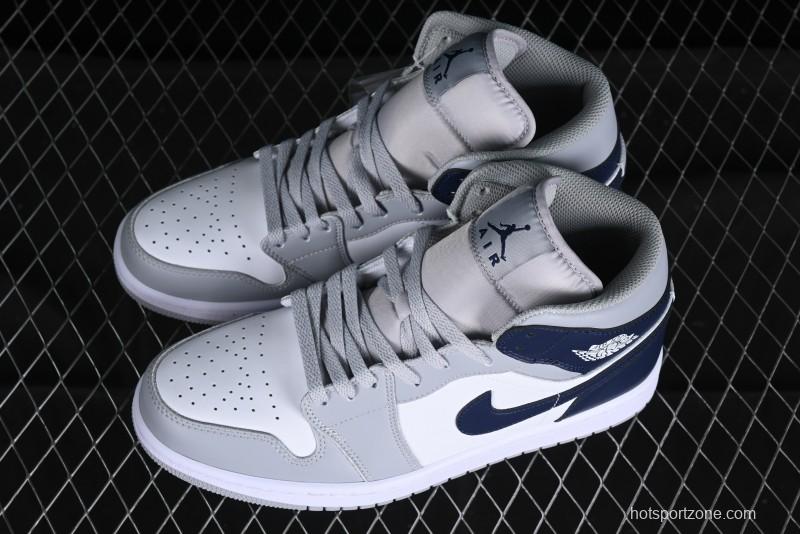 Nike Air Jordan 1 Mid AJ1 Basketball Shoes in Grey Blue - DQ8426-104