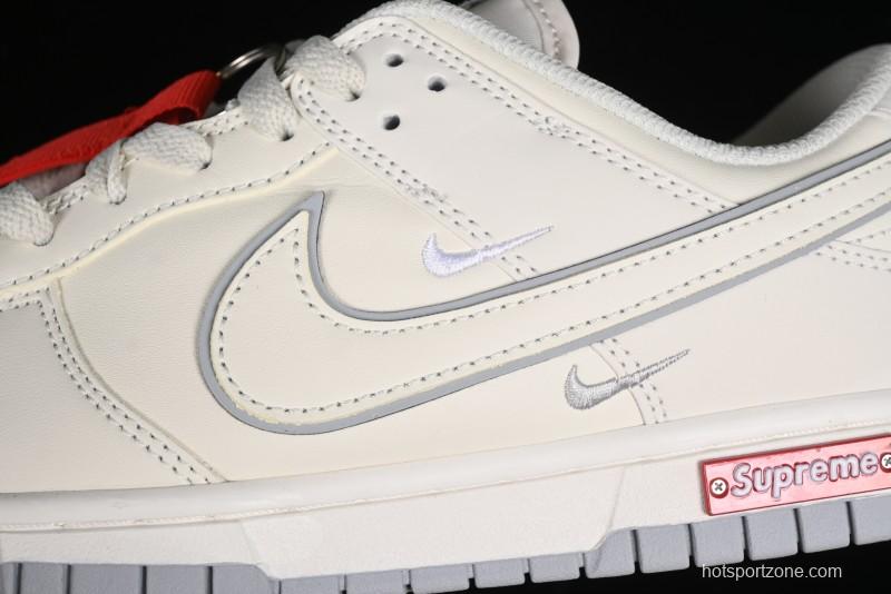 Nike SB Dunk Low Supreme Collaboration - Light Grey Anniversary Customized Low-Top Casual Skate Shoes - DJ2024-005