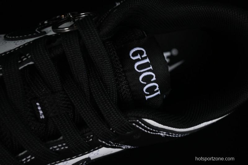 Nike SB Dunk Low Gucci Collaboration - Double G Embroidery Black Swoosh Anniversary Custom Low-Top Casual Skate Shoes - SF1588-136