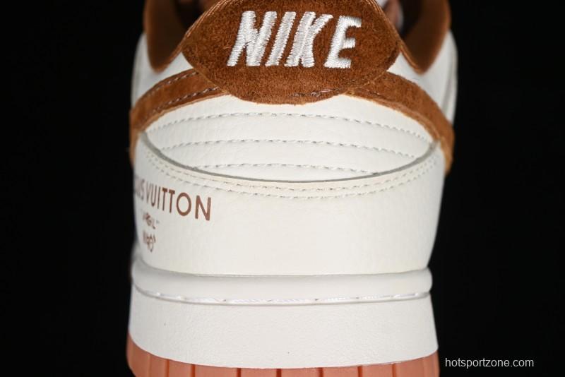 Nike SB Dunk Low LV Collaboration - Chocolate Anniversary High-End Custom Low-Top Casual Skate Shoes - FC1688-133