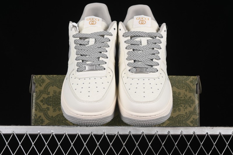 Nike Air Force 1 '07 Low Gucci Collaboration - Beige Grey Linen Casual Sneakers - XZ3398-688