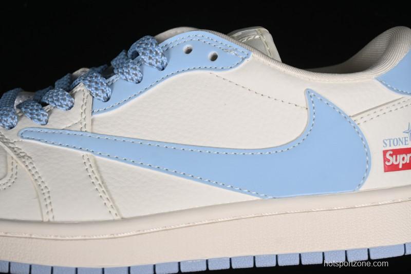 Nike Travis Scott x Fragment Design x Air Jordan 1 Low OG SP AJ1 Stone Island Collaboration - BB6588-105