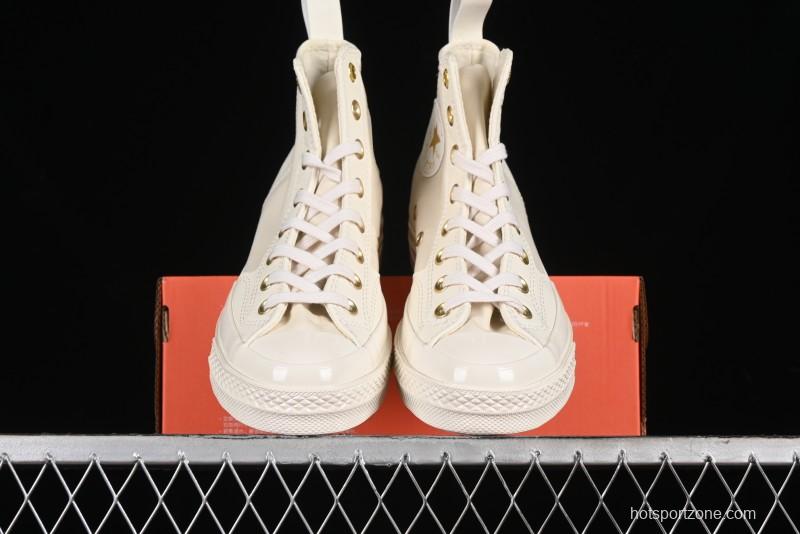 Converse Chuck 70s High Top Casual Sneakers with Cream Cloud and Gold Accents - A08232C