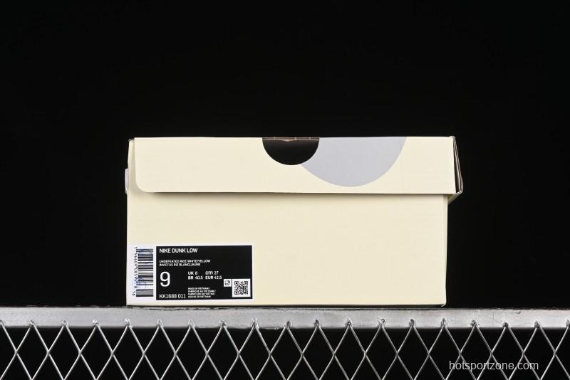 Nike SB Dunk Low UN Collaboration - Off White & Yellow Swoosh Anniversary Customized Low-Top Casual Skate Shoes - KK1688-011
