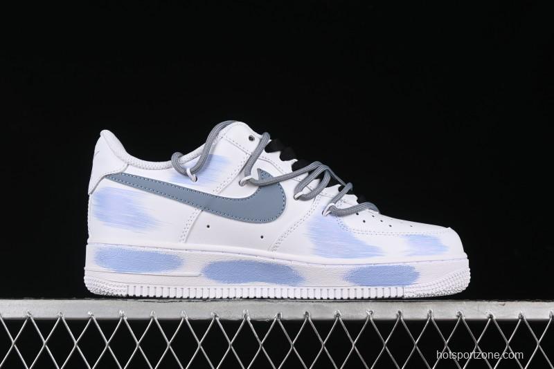 Nike Air Force 1 '07 Low Anime Theme Purple-Blue Spray Custom Casual Sneakers - ZH0316-029