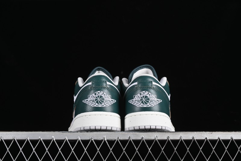 Nike Air Jordan 1 Low Retro Casual Sneakers in White Green - FQ7687-300