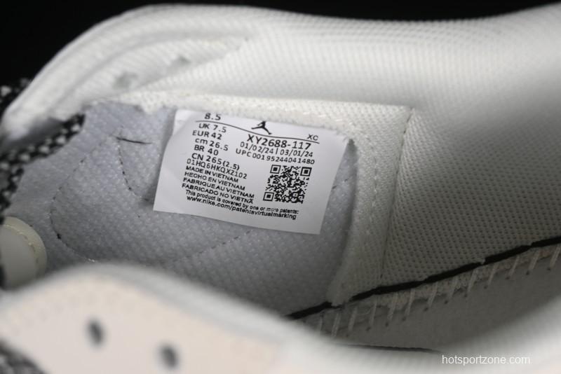 Nike Travis Scott x Fragment Design x Air Jordan 1 Low OG SP AJ1 Gucci Collaboration - Black Grey Pattern Low Top Casual Sneakers - XY2688-117