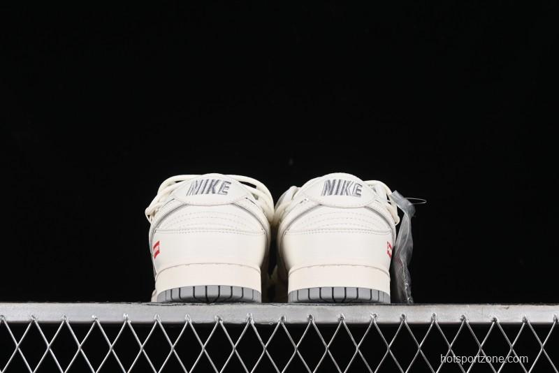 Nike SB Dunk Low Supreme Collaboration - Beige White Fox Lettering Anniversary High-End Custom Low-Top Casual Skate Shoes - JJ5688-106