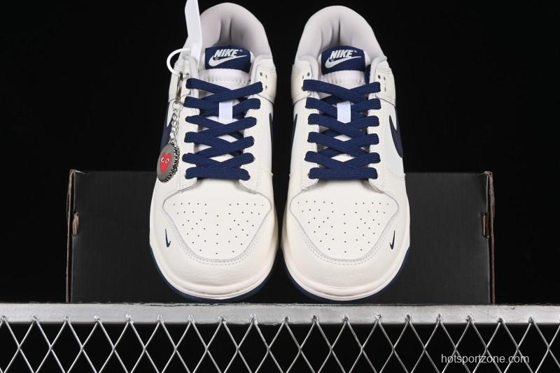 Nike SB Dunk Low Comme des Garcons Collaboration - Off-White Blue Swoosh Anniversary Custom Low-Top Casual Sneakers - KK1888-008