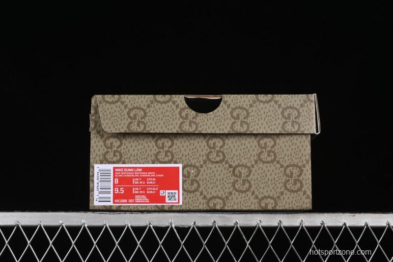 Nike SB Dunk Low Gucci Collaboration - Off White with Green Swoosh Anniversary High-End Custom Low-Top Casual Skate Shoes - KK1888-007