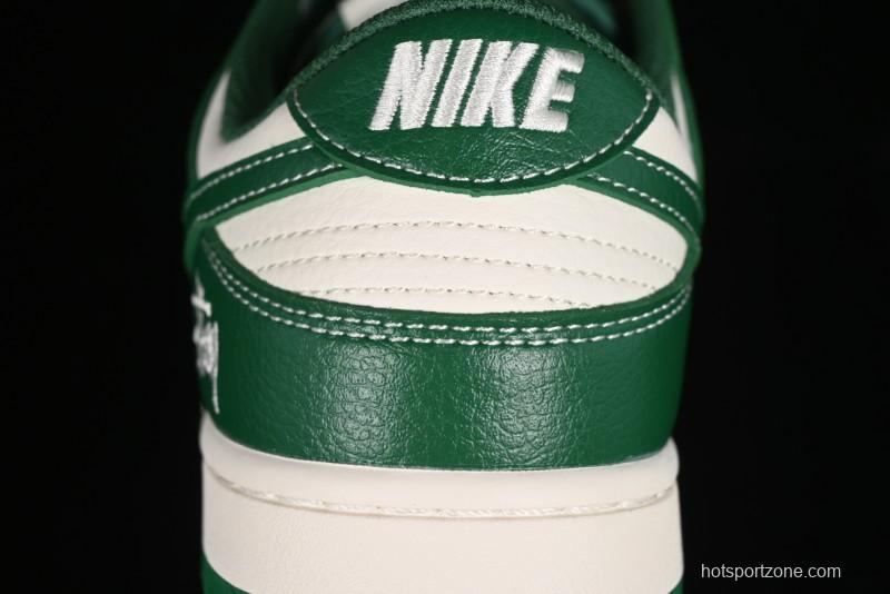 Nike SB Dunk Low Stussy Collaboration - Dark Green Anniversary Custom Low-Top Casual Skate Shoes - BB9898-005