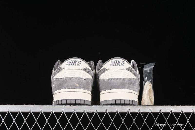 Nike SB Dunk Low Stussy Collaboration - Grey Pig Suede Patchwork Anniversary Custom Low-Top Casual Skate Shoes - CF3688-016