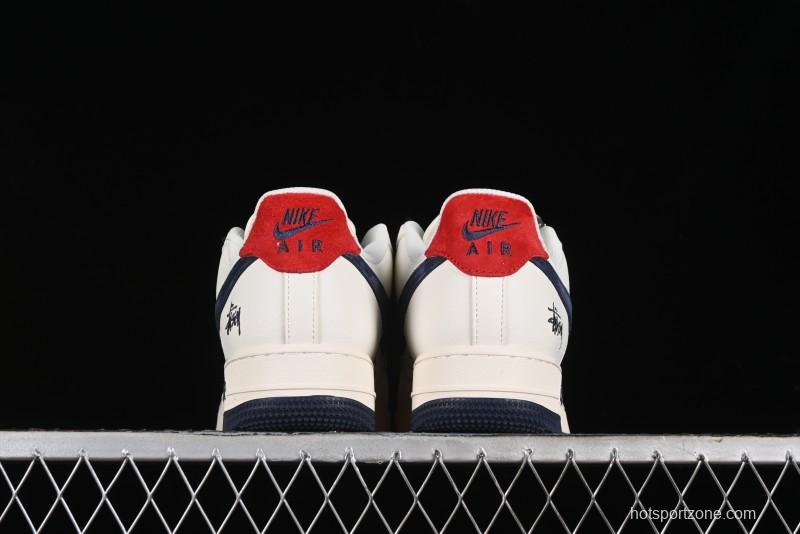 Nike Air Force 1 '07 Low Stussy Collaboration - Blue Red Print Low-Top Casual Sneakers - XZ3318-566