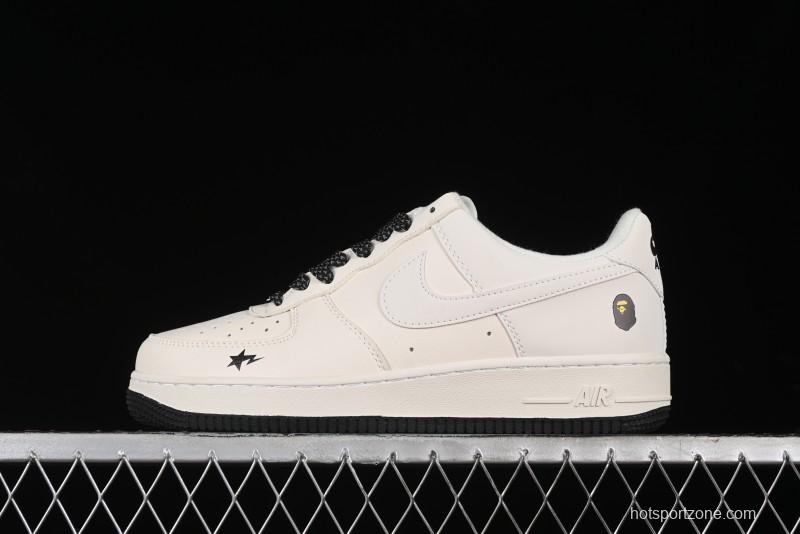 Nike Air Force 1 '07 Low Bape Collaboration - Black Beige Starry Sky Low Top Casual Sneakers - FG6688-103
