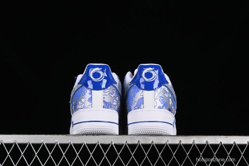 Nike Air Force 1 '07 Low DIY Blue and White Porcelain Dragon Embroidery Casual Sneakers - CW2288-201