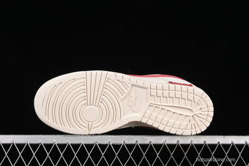 Nike SB Dunk Low Supreme Collaboration - White Dragon Scale Anniversary Custom Low-Top Casual Skate Shoes - BB8685-101