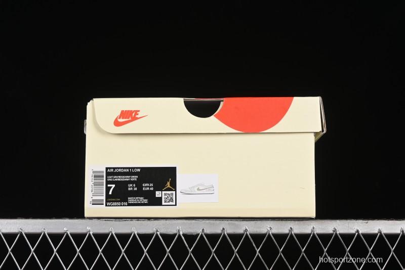 Nike Air Jordan 1 Low Stussy Collaboration - Light Green Elegant Grey Retro Basketball Shoes - WG8850-016