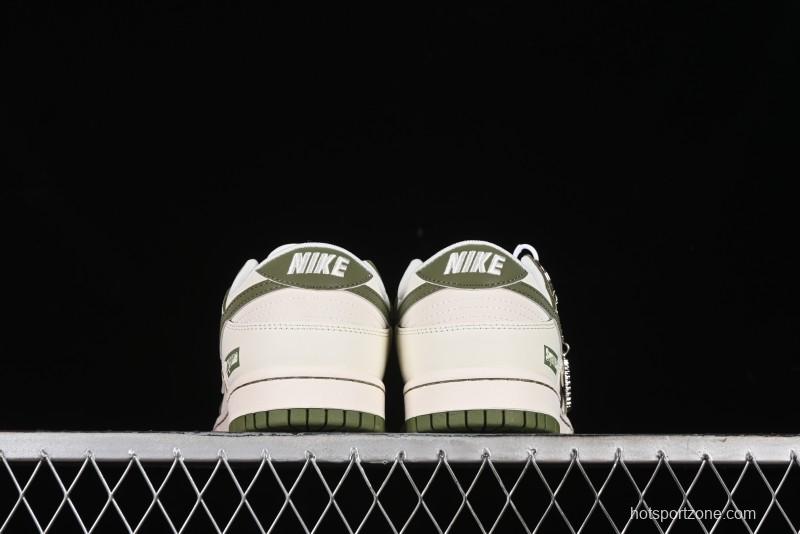 Nike SB Dunk Low Supreme Collaboration - Off White Dark Green Check Anniversary High-End Custom Low-Top Casual Skate Shoes - DQ1098-393