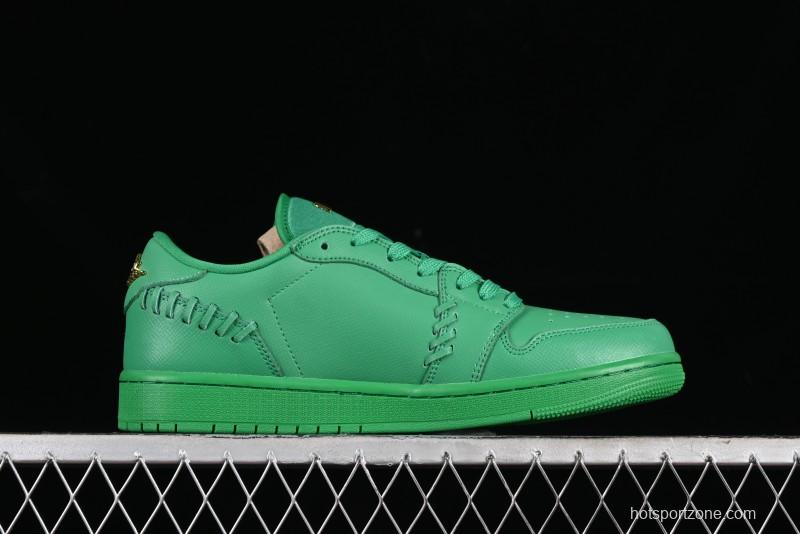Nike Air Jordan 1 Low "Method of Make" Casual Sneakers in Green and Gold - FN5032-300