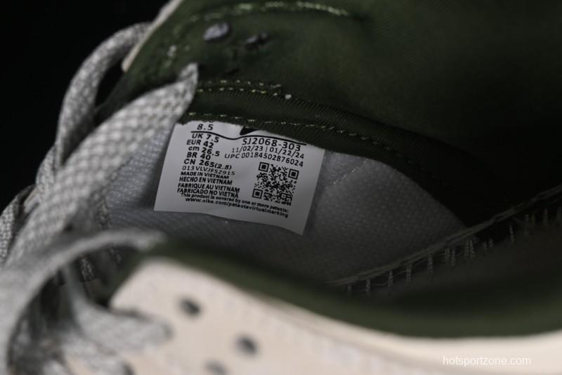 Nike SB Dunk Low Supreme x Stussy Triple Collaboration - Off White Green Swoosh Anniversary Custom Low-Top Casual Sneakers - SJ2068-303