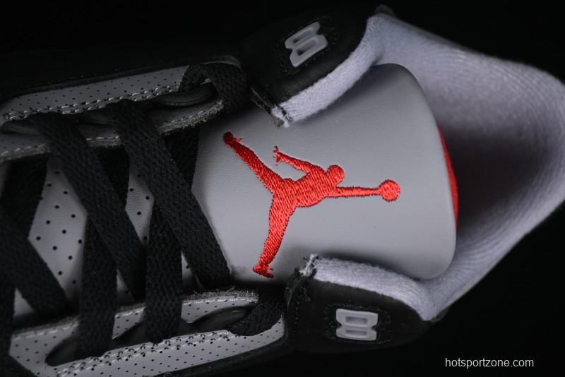 Nike Air Jordan 3 Retro Black Cement Sneakers with Visible Air Cushion - DN3707-010