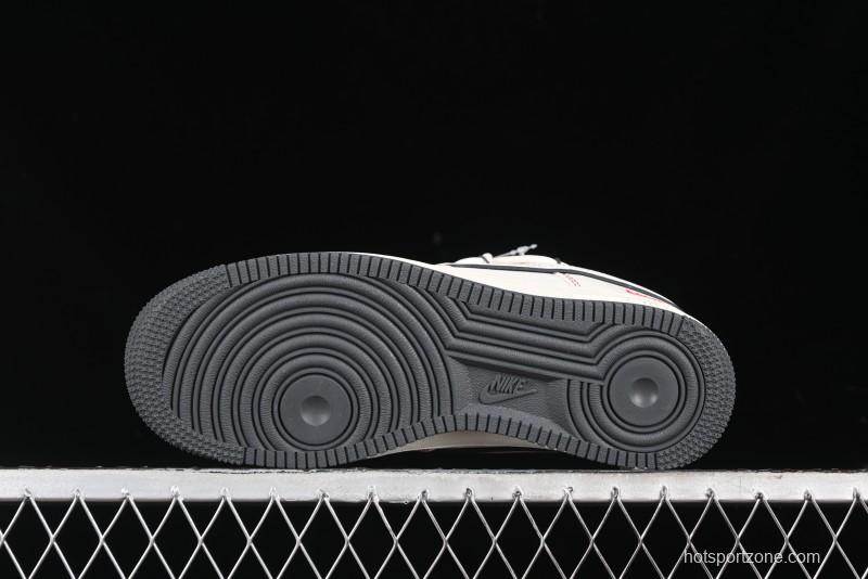Nike Air Force 1 '07 Low Supreme Collaboration - Red Stitch Grey Sole Casual Sneakers - SJ1198-600