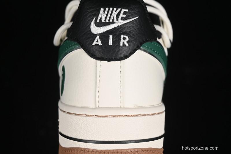 Nike Air Force 1 '07 Low Bape Collaboration - Beige Green Gum Pull Tab Casual Sneakers SJ1198-100