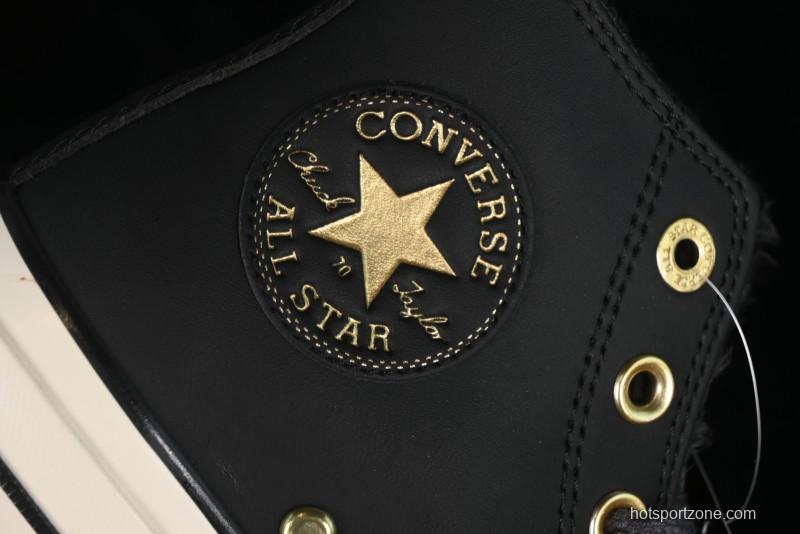 Converse Chuck 1970s Winter Waterproof Leather High-Top Sneakers with Gold Eyelets and Fleece Lining - A12444C