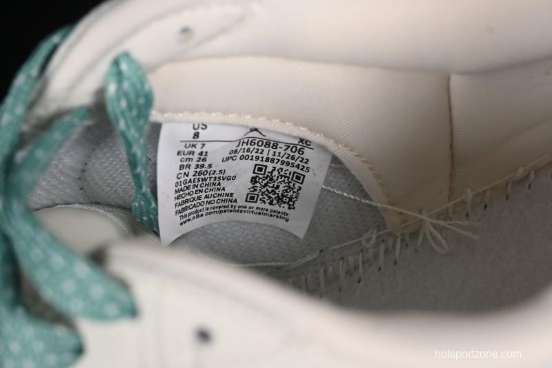 Nike Travis Scott x Fragment Design x Air Jordan 1 Low OG SP AJ1 Supreme Collaboration - Green Canvas Swoosh Low-Top Casual Sneakers - JH6088-706