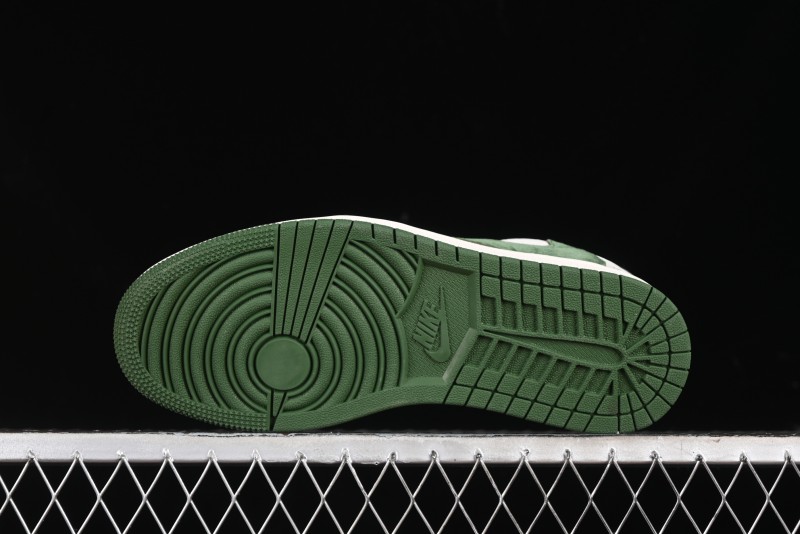 Nike Travis Scott x Fragment Design x Air Jordan 1 Low OG SP AJ1 LV Collaboration - Grey Green Pigskin Low Top Casual Sneakers - XZ1268-005